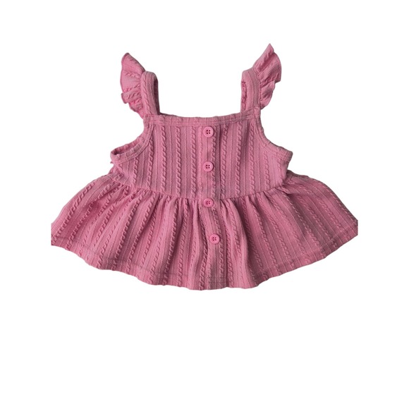 Just Lizzy Baby Girls Pink Cable Knit Ruffle Strap Dress Top Size 12 Months - Picture 1 of 8